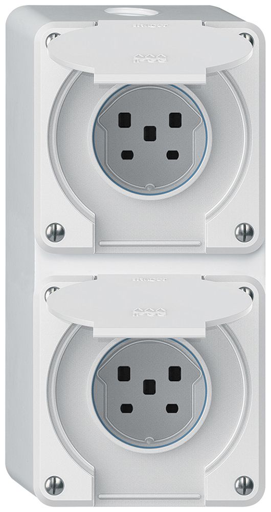 AP-Kombination robusto 2×1, 2×Steckdose T25 IP55 weiss