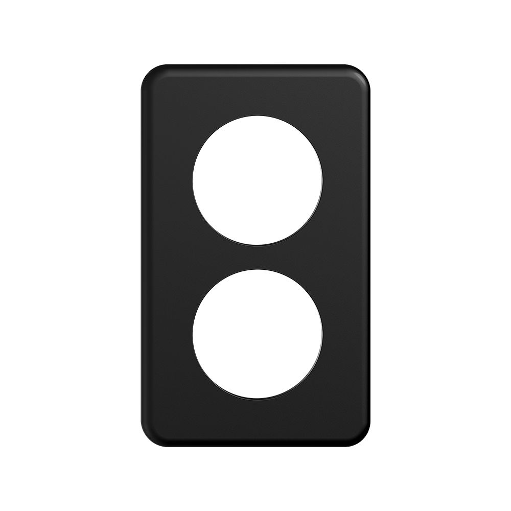 Abdeckplatte STANDARDdue 2×1 schwarz 2×Ø50