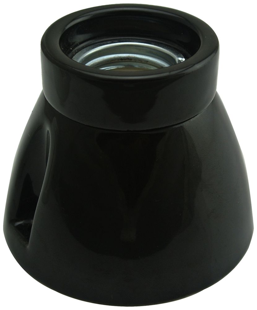 Douille Elektrogros douille de plafond E27 250V 4A Ø75×65mm porcelaine noir
