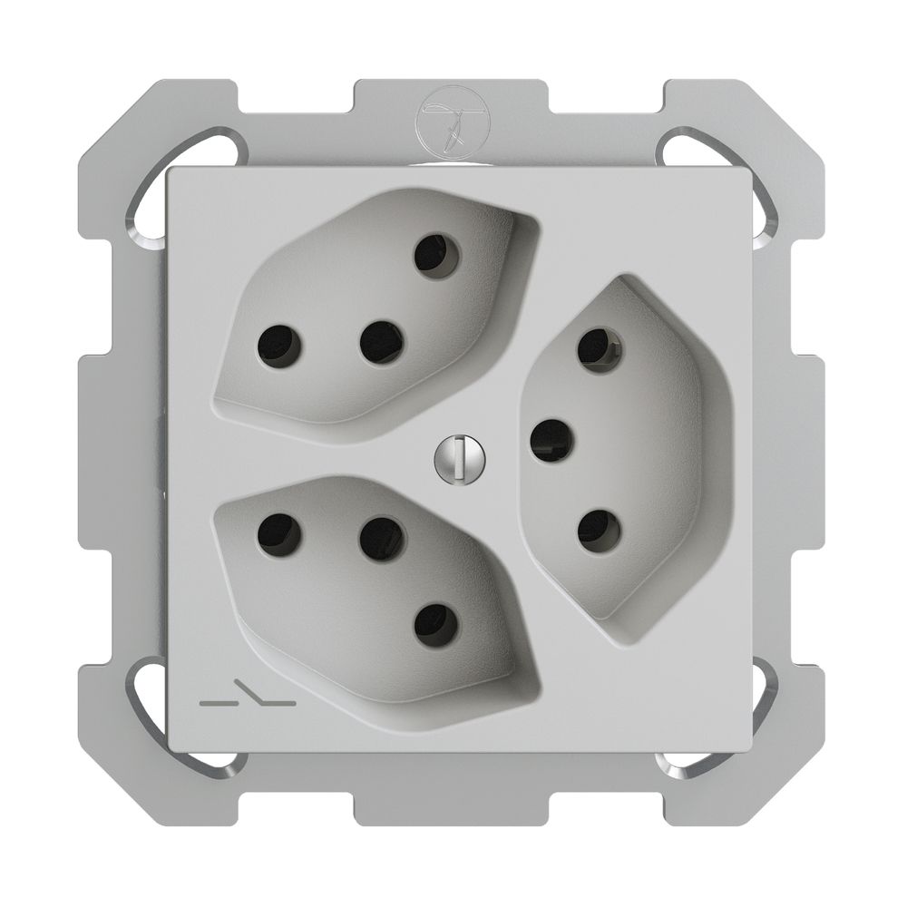 UP-Steckdose EDIZIOdue 3×T13 1×S hellgrau