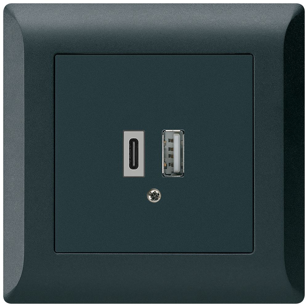 UP-USB-Ladesteckdose kallysto.line 18W PD 1×Typ A+1×Typ C schwarz