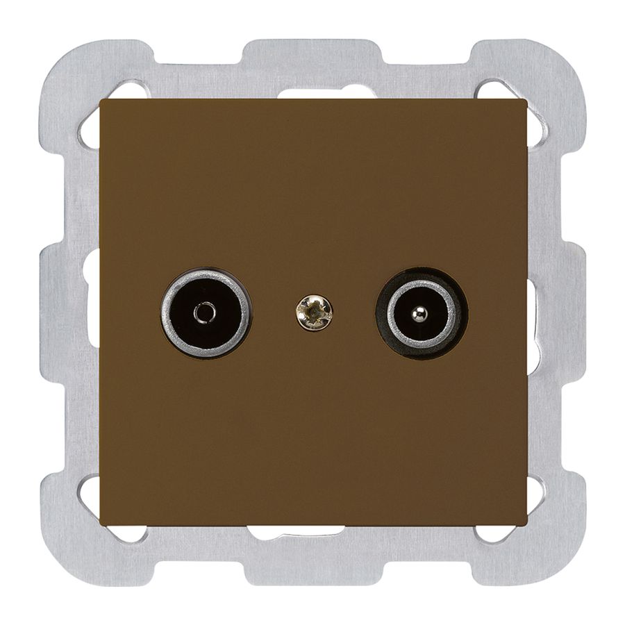 Prise de passage ENC kallysto R/TV 14dB brun avec plaque de fixation