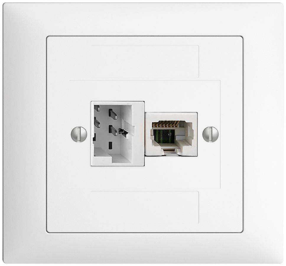 EB-Dose 1×T+T,1×RJ45/u 4P EDIZIOdue weiss ITplus ITM