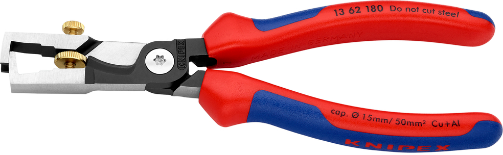 Pince à dénuder KNIPEX Ø15mm/10mm² 180mm chromée avec gaines bi-matière