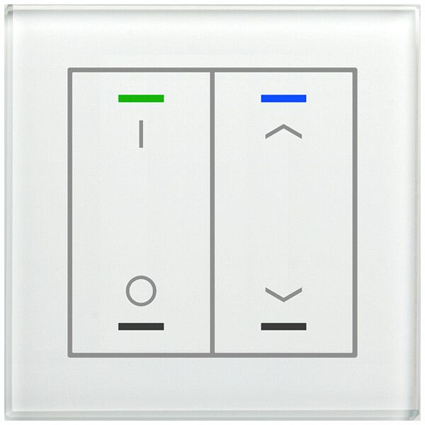 Poussoir KNX RGBW ENC MDT BE-GTL2TW.D1 2t/4a temp.verre blanc "I/O"-"jalousie"