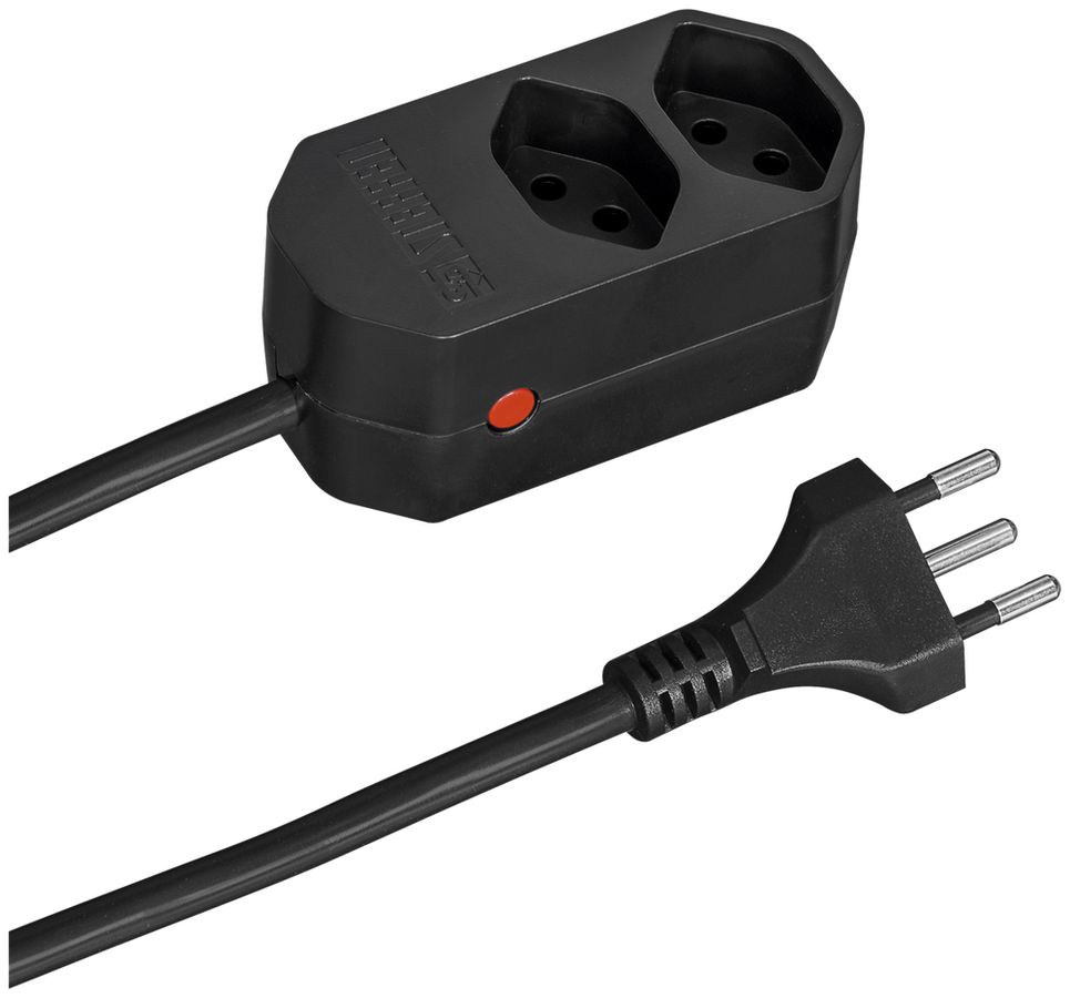 Steckdosenleiste COMPACT 1.5m 2×T13 Reset-Knopf, schwarz