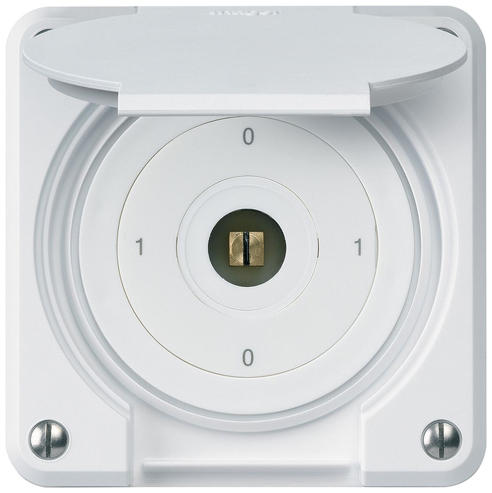 Interrupteur à clé carrée ENC robusto IP55 avec clapet S0/1P blanc