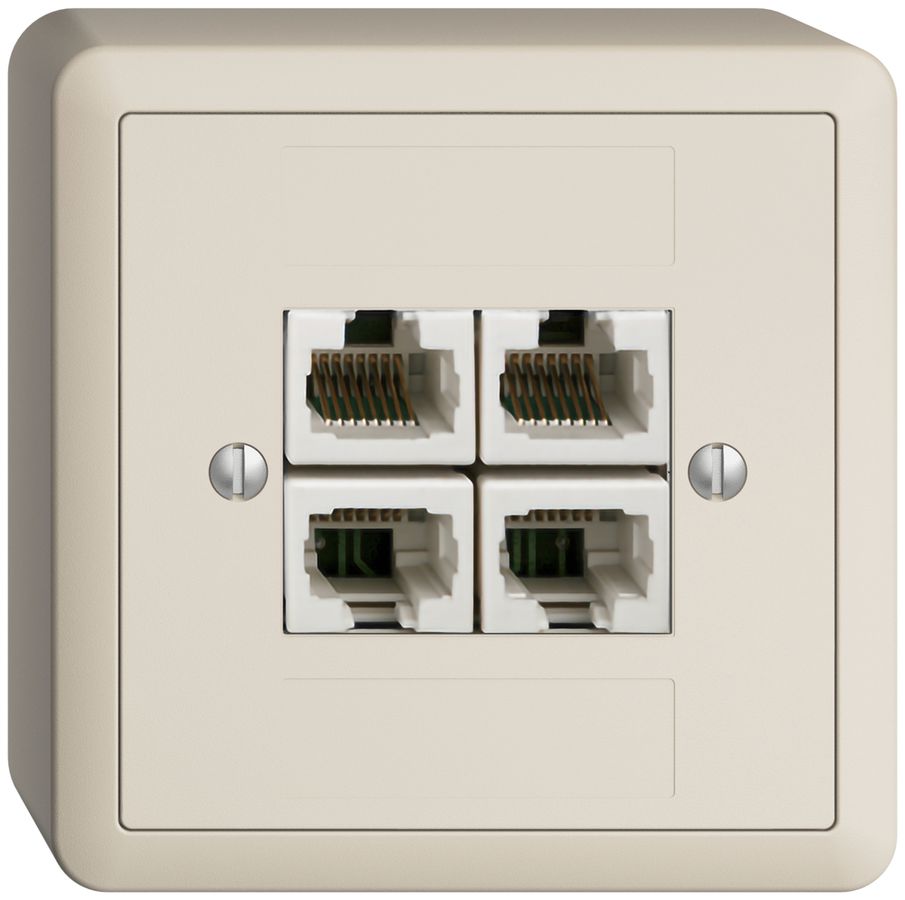 AP-Dose 4×RJ45/u 4P getr. EDIZIOdue crema, ITplus