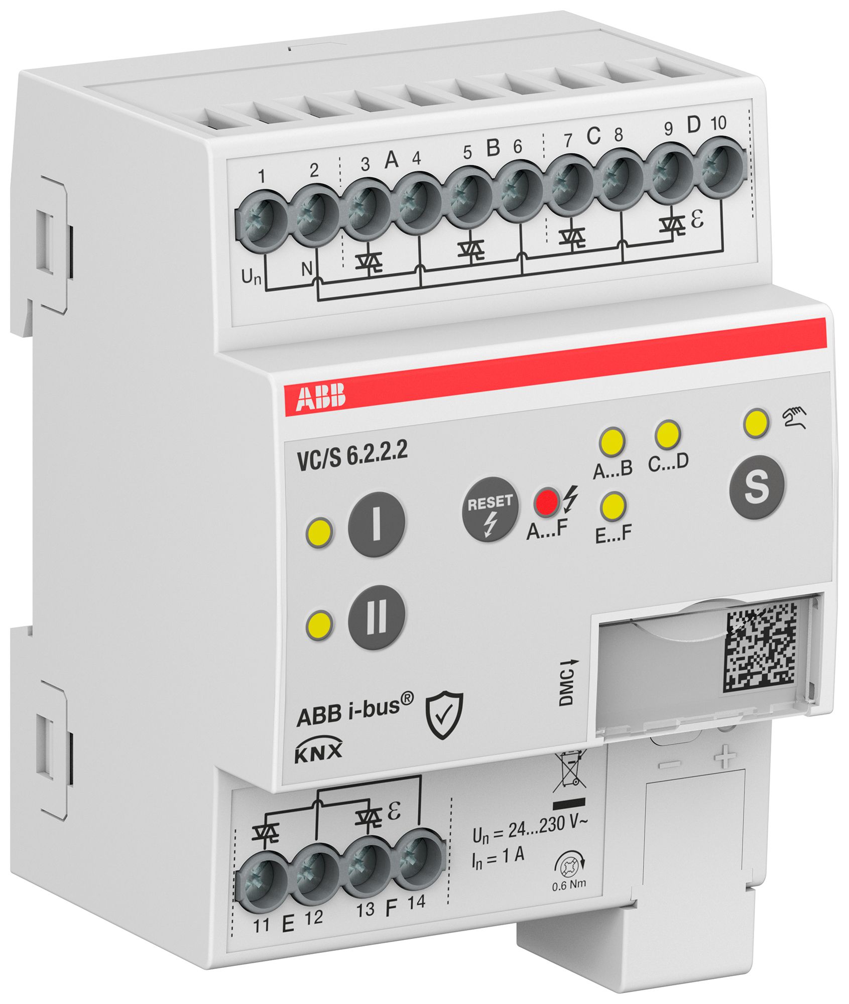Actionneur de chauffage KNX AMD ABB VC/S6.2.2.2 6×sort 1A 24…230V 4UM