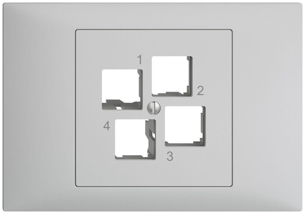 Kit di montaggio INS Edue BKE EASYNET S-One, 4×RJ45, uscita dritta grigio chiaro