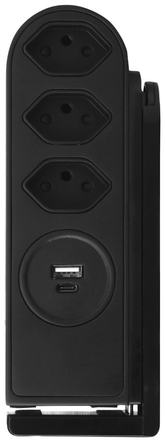 Prise multiple Steffen CLAMP 3×T13 1×USB-A 1×USB-C 1.5m noir