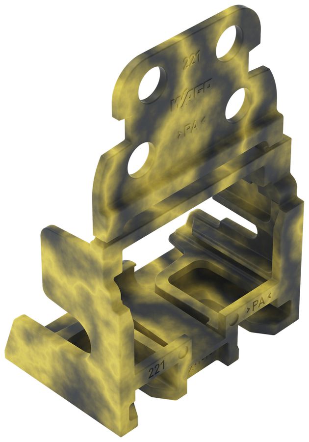 Befestigungsadapter WAGO 221 mit Zugentlastung 10L×4mm² Schraube grau/gelb