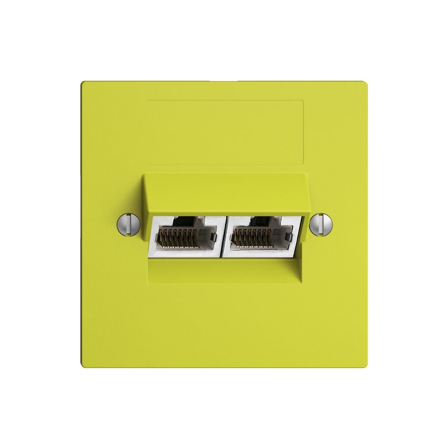 Prise ENC 2×RJ45/s 4P sép.EDIZIOdue lemon ITplus