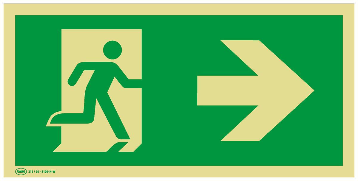 Rettungszeichenschild AWAG Pfeil nach rechts 300mm