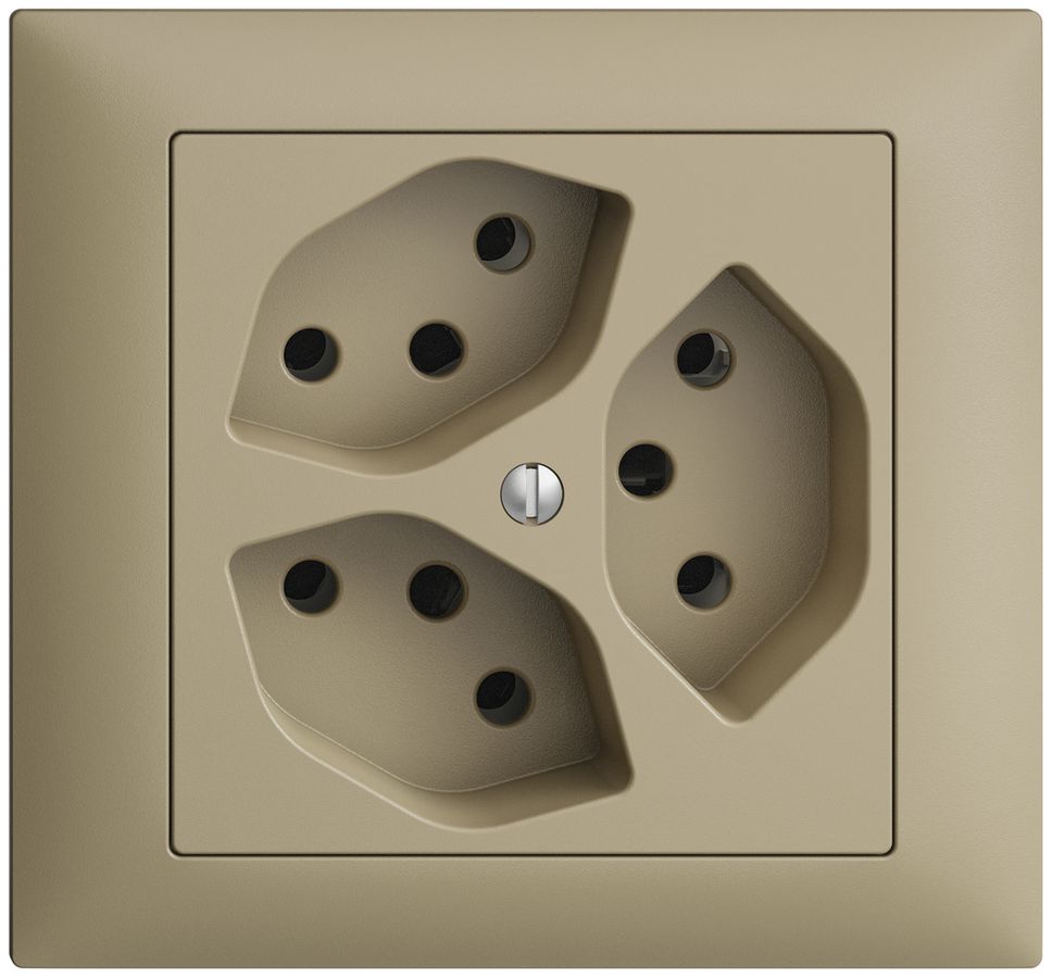 EB-Steckdose EDIZIOdue 3×T13 3×S sand