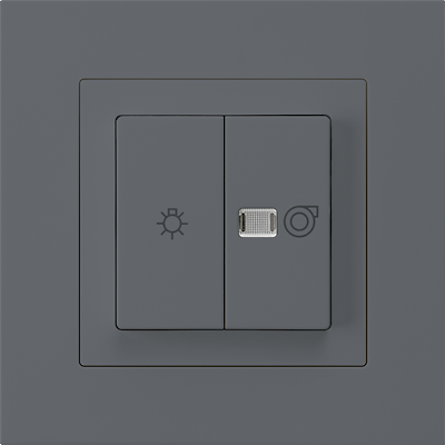 UP-Leuchtdruckschalter kallysto.pro anthrazit 1/1L Symbolen Licht+Ventilation