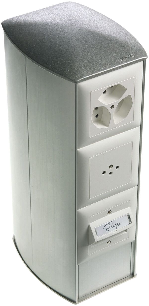 Potelet de raccordement Ellipse h=325 anod. avec 3 boîtes NIS IP20