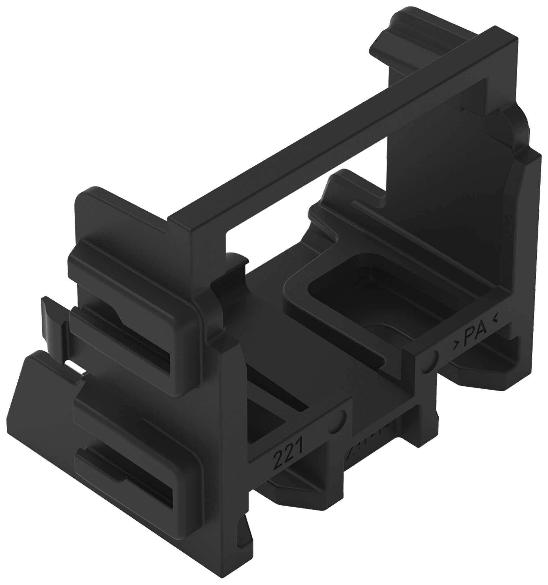 Befestigungsadapter WAGO 221 ohne Zugentlastung 10L×4mm² Schraube schwarz