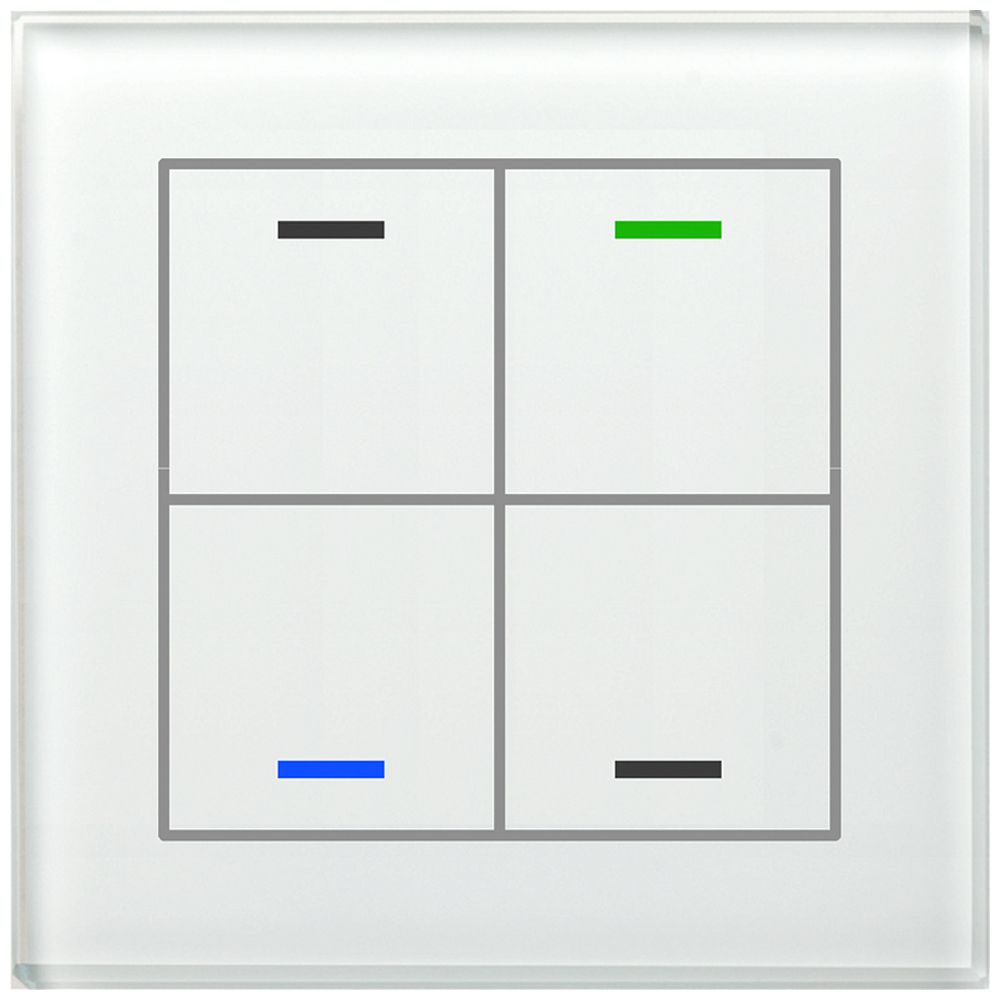 Poussoir KNX RGBW ENC MDT BE-GTL4TW.01 4t/4a temp.verre blanc "neutre"