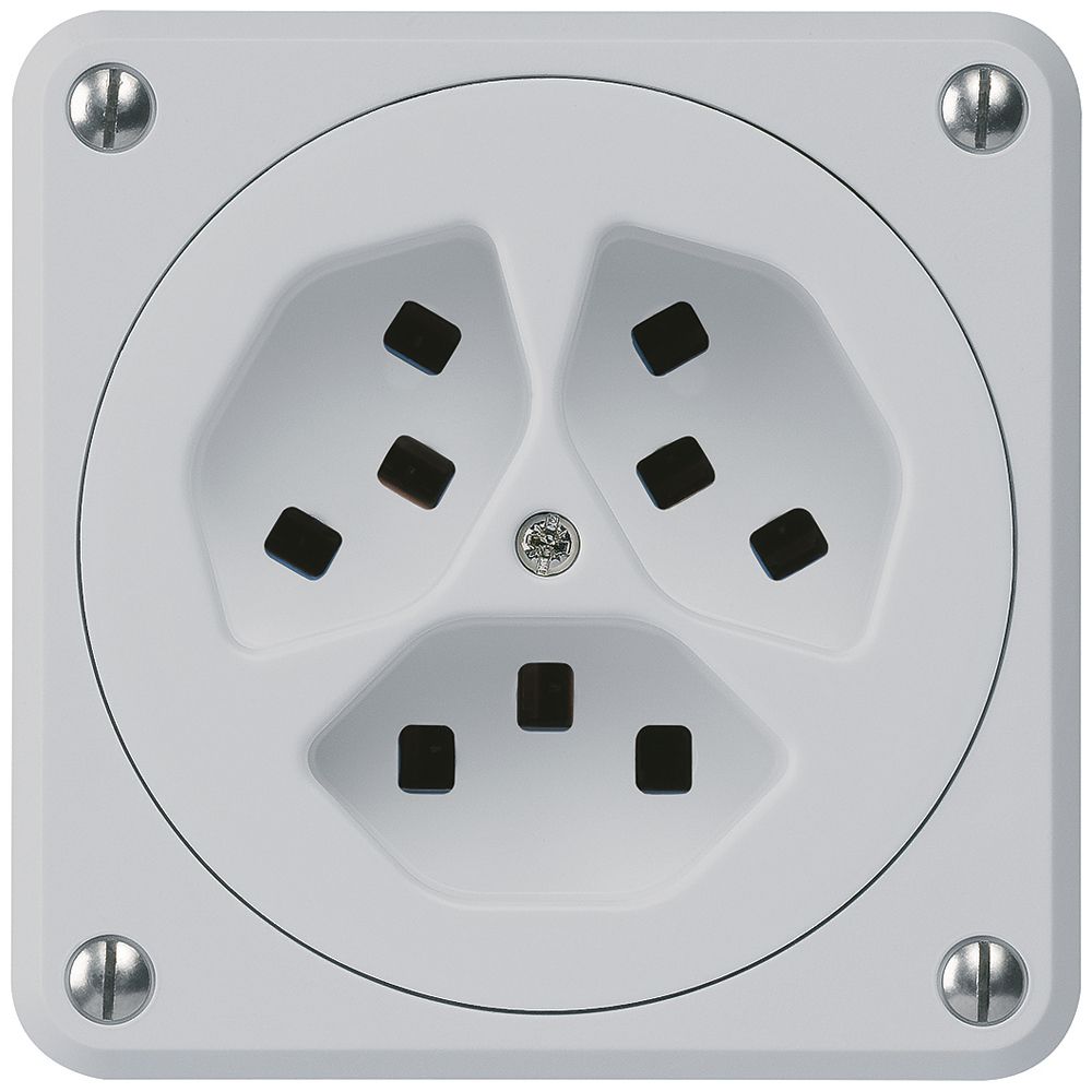 Prise Hager robusto, 3×T23, A, gris