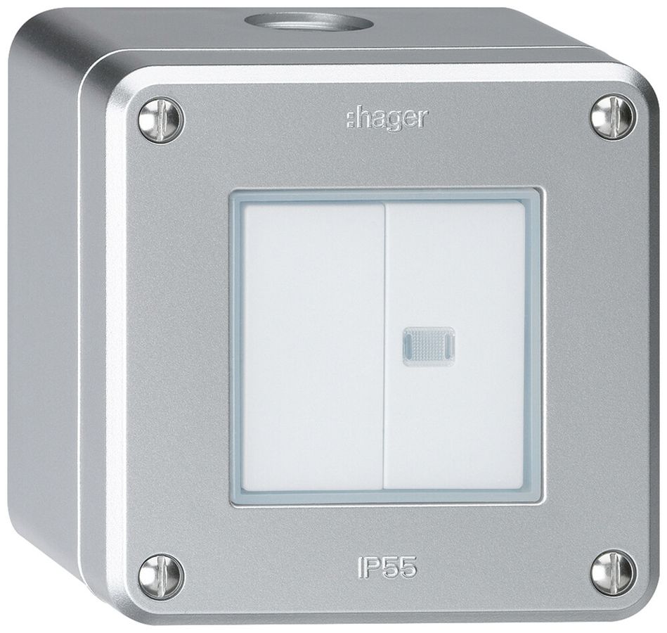 AP-Druckschalter robusto IP55 Schema 3+3 1×beleuchtet aluminium