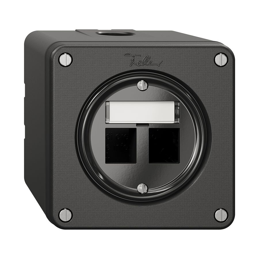 Kit de montage NAPU Feller freenet, pour sortie droite, double, noir