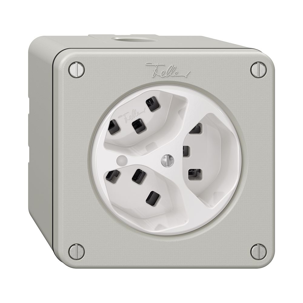 Prise NAPU NEVO, 3×T23, a.LED, gris clair