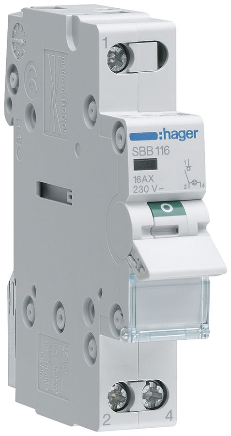 Interrupteur AMD Hager SBB 16A 230V 1 fermeur 0 ouvreur 1 inverseur