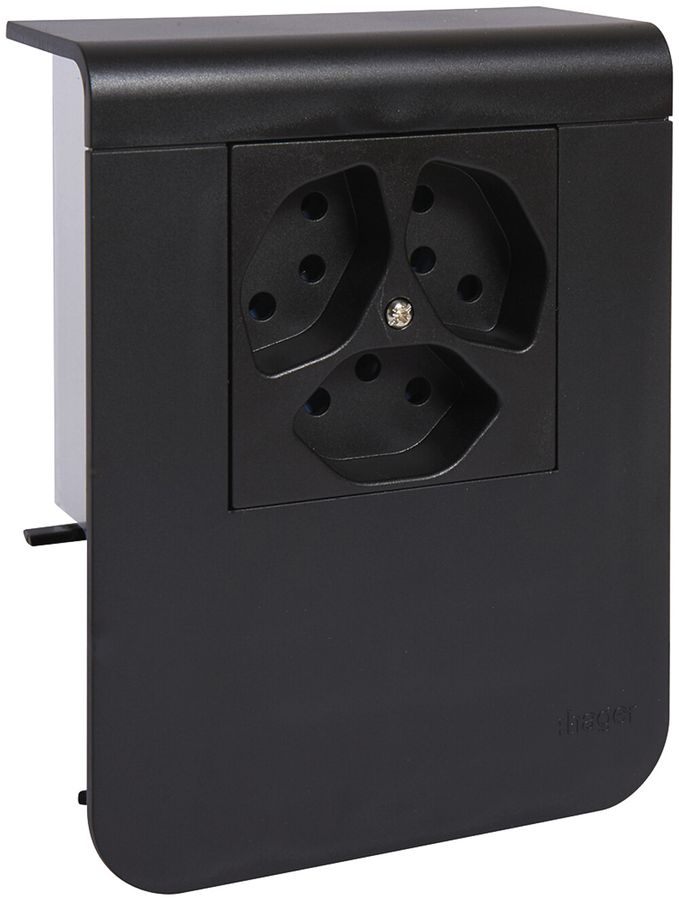 Support d'appareil Hager pour SL20080 noir, 3×T13