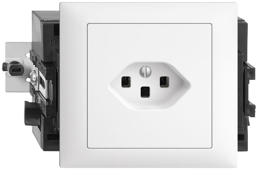 EB-Steckdose EDIZIOdue T23 16A 49…69mm weiss, mit Steckklemmen