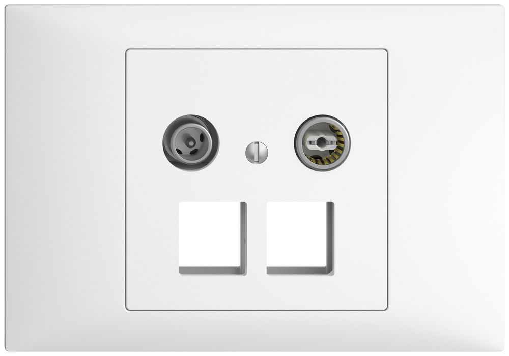 Prise multimédia 19dB INC Edue BKE, prise d.passage, pour 2×RJ45 Keystone, blanc