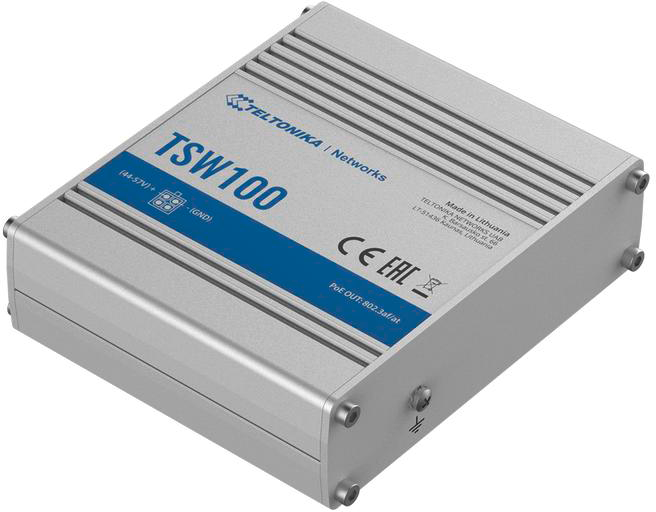 Teltonika Commutateur industriel TSW100 5 PoE Ports, Din-Rail