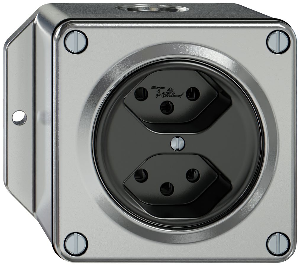 AP-Steckdose ELEMENT 2×Typ 13 10A 250V IP20 aluminium