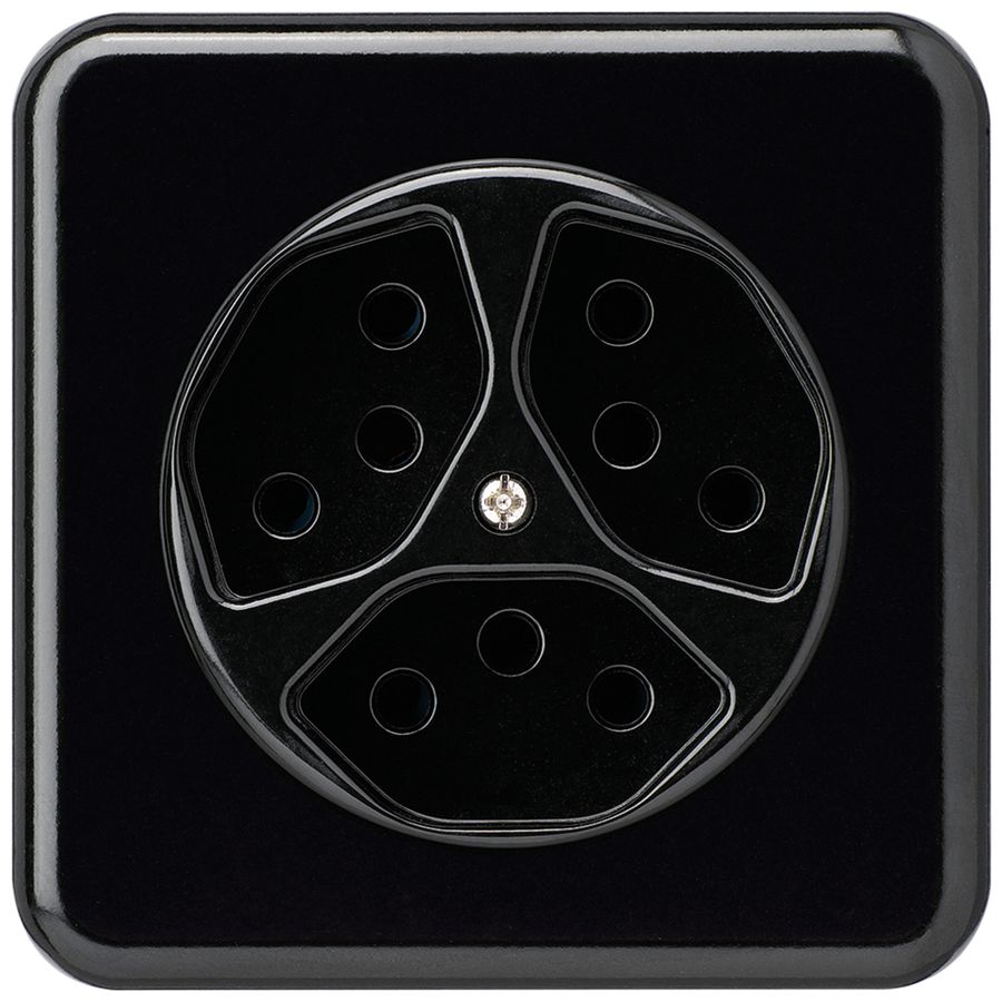 UP-Steckdose basico 3×Typ 13 schwarz mit Kinderschutz