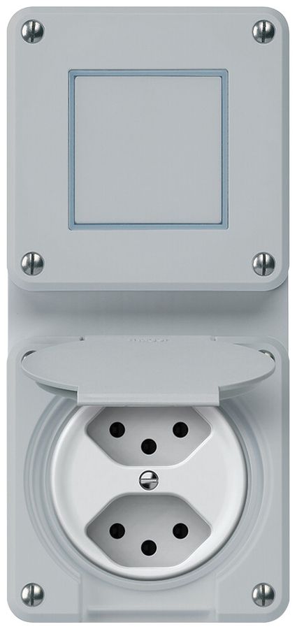 UP-Kombination robusto Wechselschalter Steckdose 2×T13 86×146mm grau