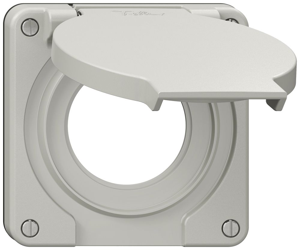 Deckel Feller IP21 für Schuko-Steckdose Dichtung schwarz 87×87mm hellgrau