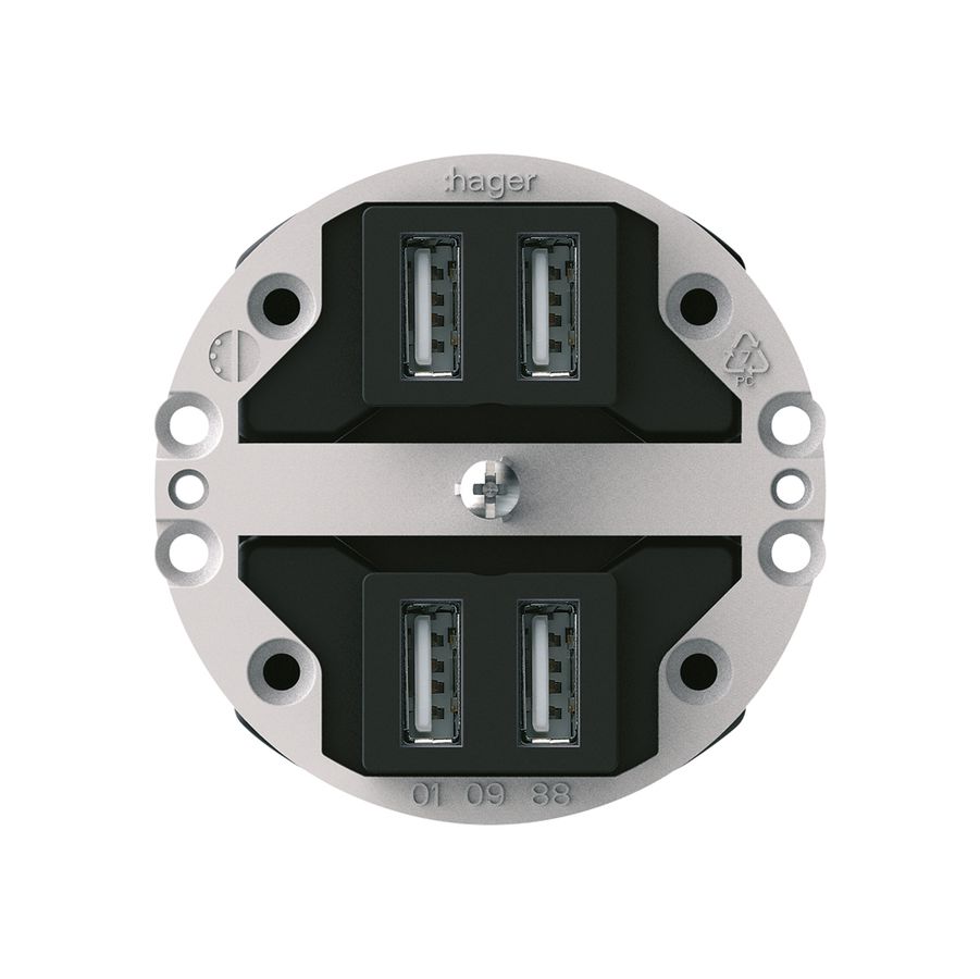Einsatz zu Steckdose 4×USB Hager Bauart E 2400mA