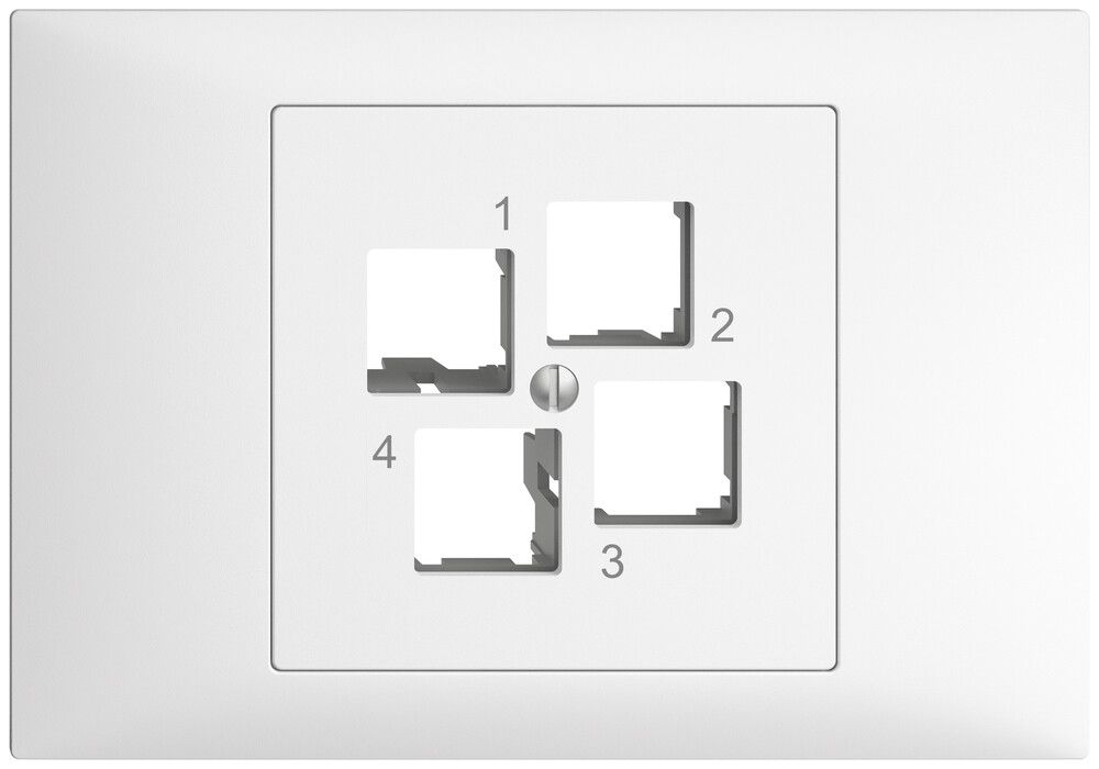 Kit di montaggio INS Edue BKE EASYNET S-One, per 4×RJ45, uscita dritta, bianco
