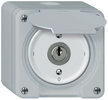 AP-Schlüsselschalter robusto Ausschalter 3×1-polig 16A 250V 86×86mm grau