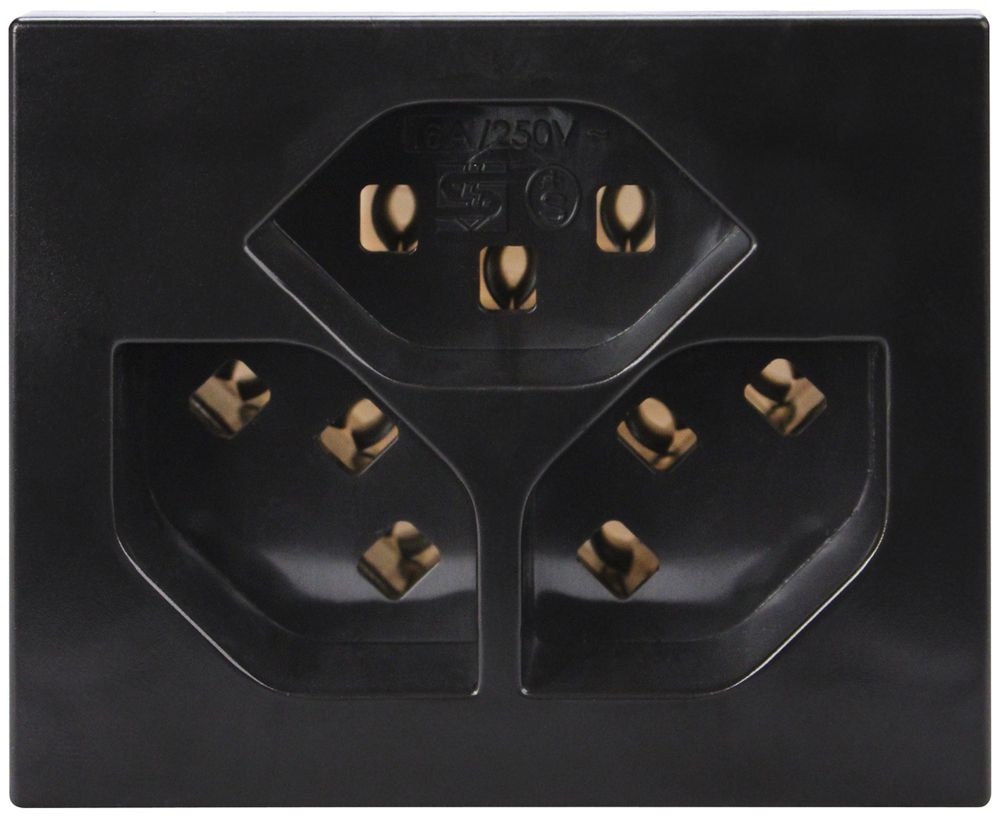 EB-Steckdose Steffen FLF 6/5, 3×T23 16A, halogenfrei, schwarz