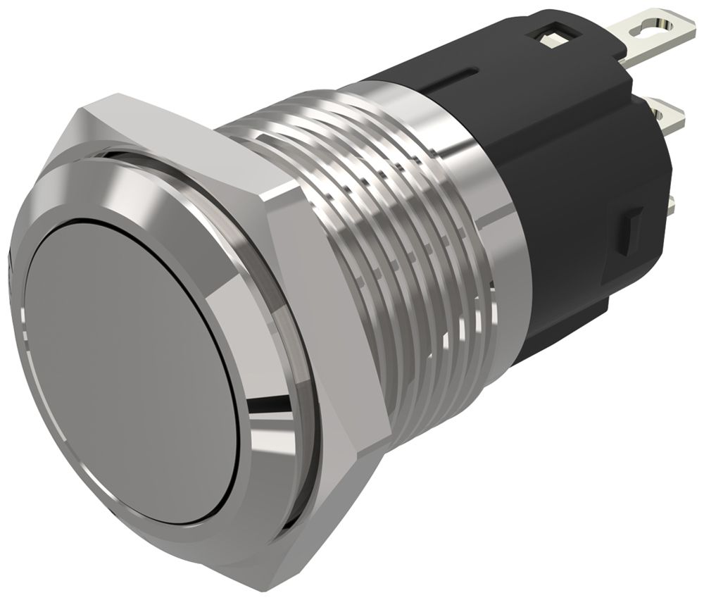 Drucktaster EAO 82 1COM Lötanschluss flach Ø16mm rastend Edelstahl