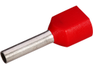 Zwillings-Aderendhülse isoliert 2×1mm²/12mm rot