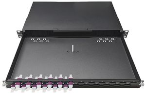 Breakoutbox 19" Dätwyler OV-SO 12×LCD/PC violett OM4 versetzt 1HE schwarz