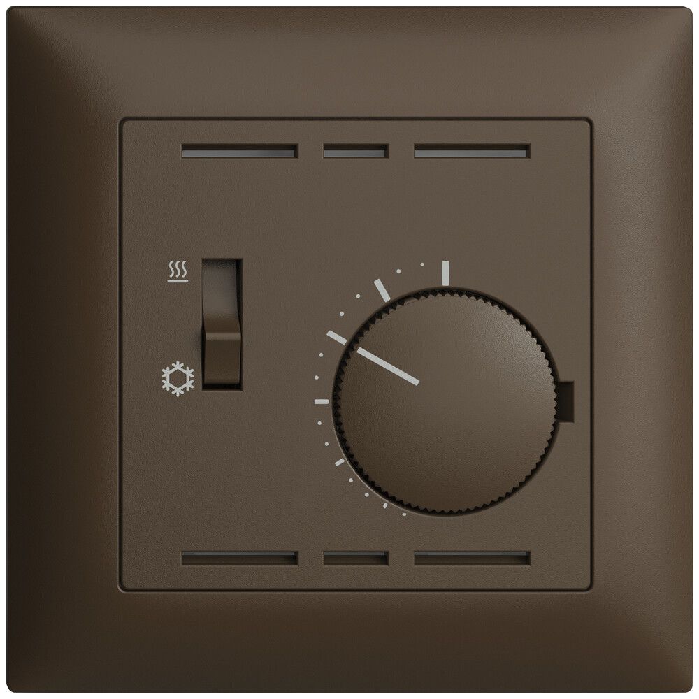 UP-Abdeckset für Thermostat EDIZIOdue, Schalter Heizen/Kühlen, 88×88mm, coffee
