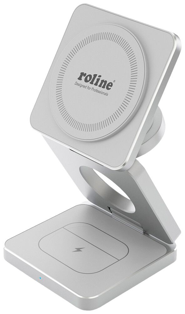 Ladestation ROLINE für Apple Qi Wireless Charging/MagSafe 15W Silber