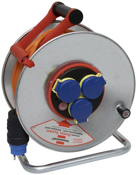 Kabelrolle Grant SK + Bretec 290 Ø290mm 33m 3×1.5mm² 3×T13 Stahl grau