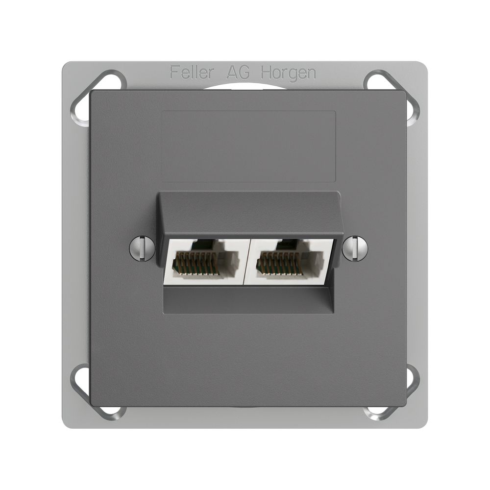 EB-Dose 2×RJ45/u 8P getr. EDIZIOdue dunkelgrau, ITplus