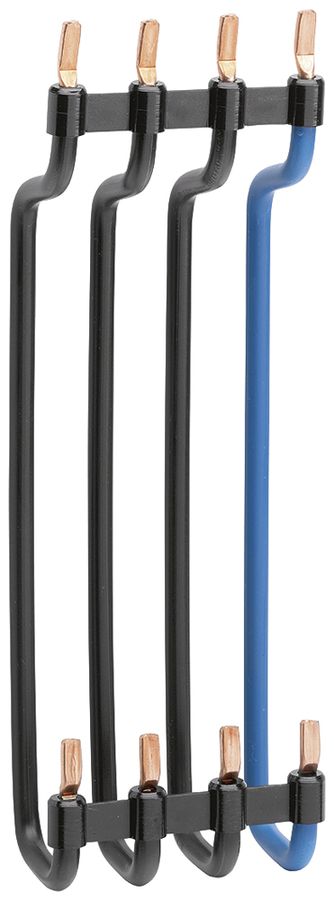Verbindungsbrücke Hager 4L 10mm² L/N DIN-Schienenabstand 150mm schwarz/blau