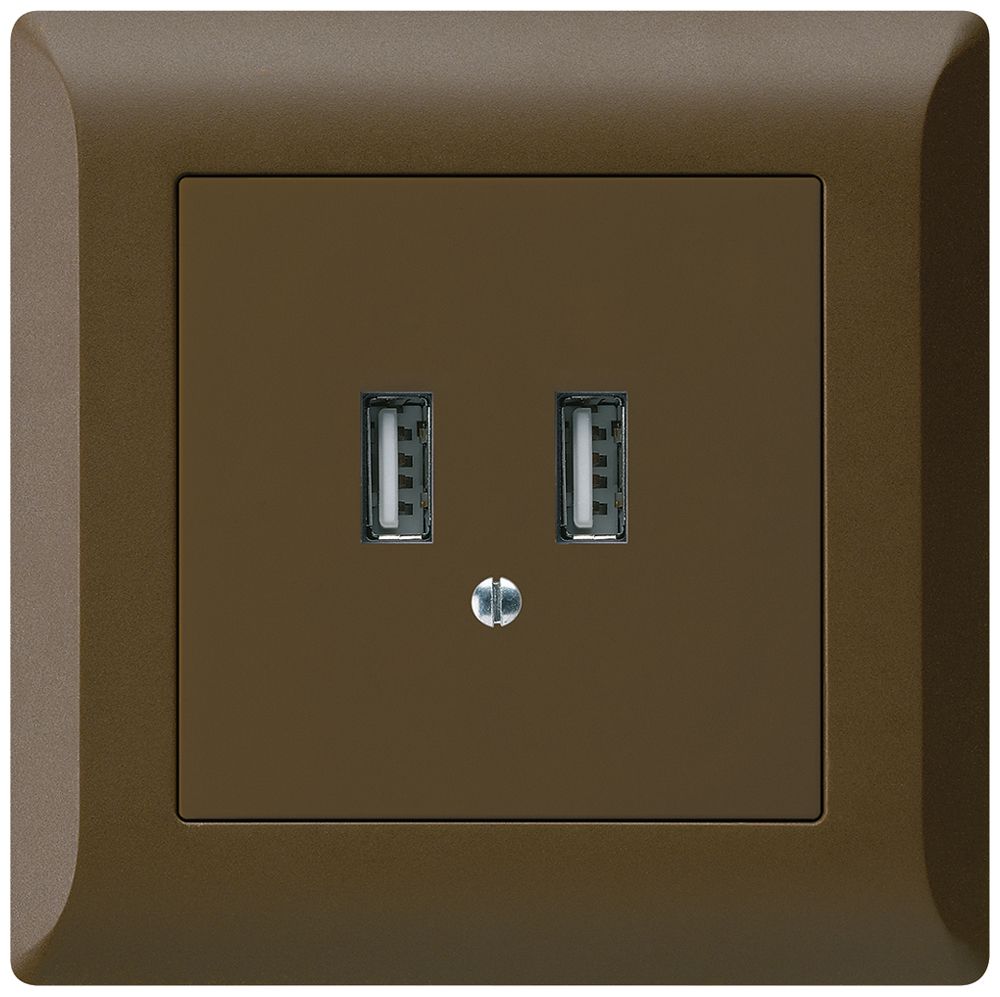 Prise de charge USB ENC Hager kallysto.line 240V 2400mA brun