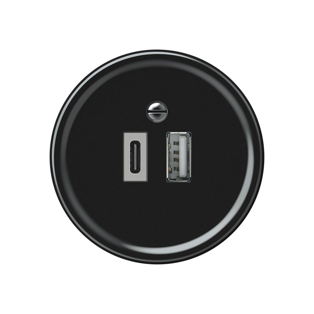 USB-Ladesteckdose origin 1×USB-A 1×USB-C 3000mA 5V schwarz